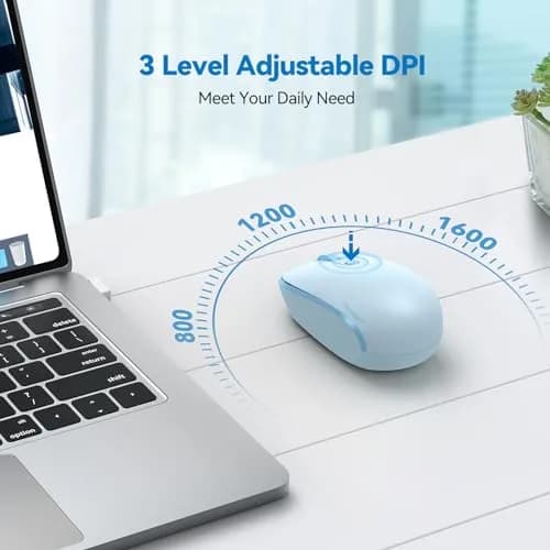 TECKNET Compact Ambidextrous Wireless Mouse for Laptop Blue | Portable, Quiet, 1600 DPI thumbnail 5