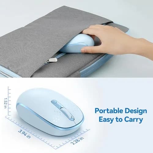 TECKNET Compact Ambidextrous Wireless Mouse for Laptop Blue | Portable, Quiet, 1600 DPI thumbnail 3
