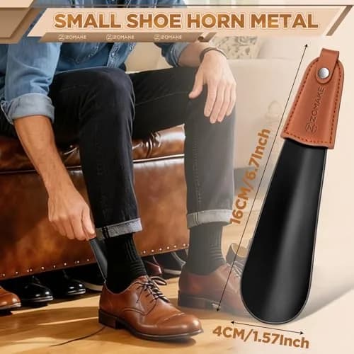 ZOMAKE Metal Shoe Horn, Small Travel Shoehorn for Men Women Kids 6.7" | Durable Stainless Steel thumbnail 2