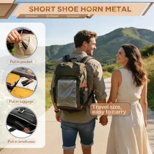 ZOMAKE Metal Shoe Horn, Small Travel Shoehorn for Men Women Kids 6.7" | Durable Stainless Steel thumbnail 3