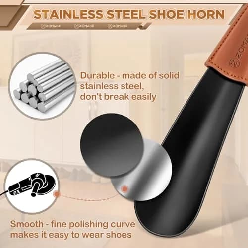 ZOMAKE Metal Shoe Horn, Small Travel Shoehorn for Men Women Kids 6.7" | Durable Stainless Steel thumbnail 4