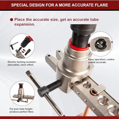 Wostore Manual & Electric Eccentric Flaring Tool 6mm-3/4 | 9 Dies for Brake Tubing thumbnail 3