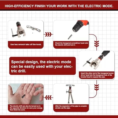 Wostore Manual & Electric Eccentric Flaring Tool 6mm-3/4 | 9 Dies for Brake Tubing thumbnail 4