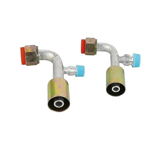 Wisepick AC Fitting Set #8 and #10 Female Beadlock 90° | R134a Pressure Valve, Aluminum, Zinc Finish thumbnail 1