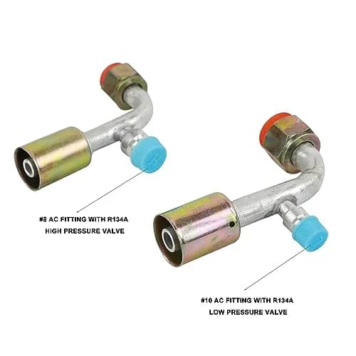 Wisepick AC Fitting Set #8 and #10 Female Beadlock 90° | R134a Pressure Valve, Aluminum, Zinc Finish thumbnail 2