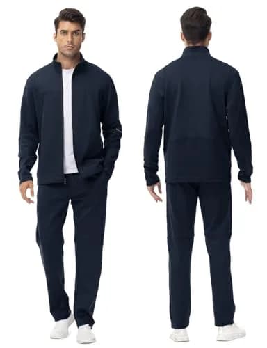 Rdruko Men's 2 Piece Track Suit Set with Zipper Pockets & Reflective Strips | Navy Blue, Large (939 g) thumbnail 3