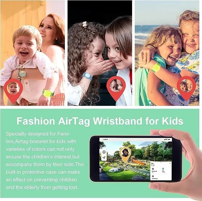 Qonuiy Kids AirTag Wristband with Protective Case - Lanlv Colour, 18 cm (7.1 in) - view 5
