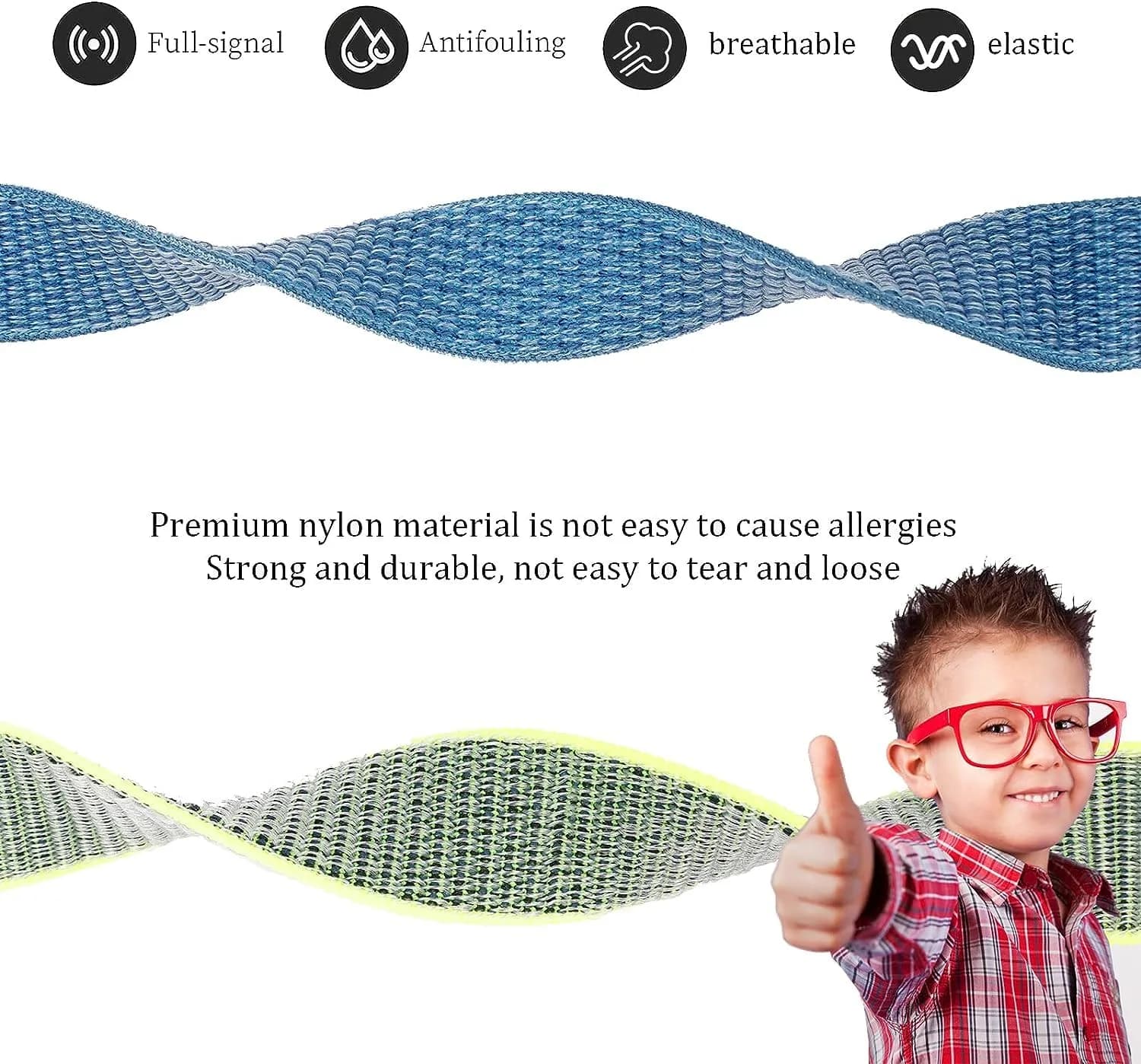 Qonuiy Kids AirTag Wristband with Protective Case - Lanlv Colour, 18 cm (7.1 in) - view 2