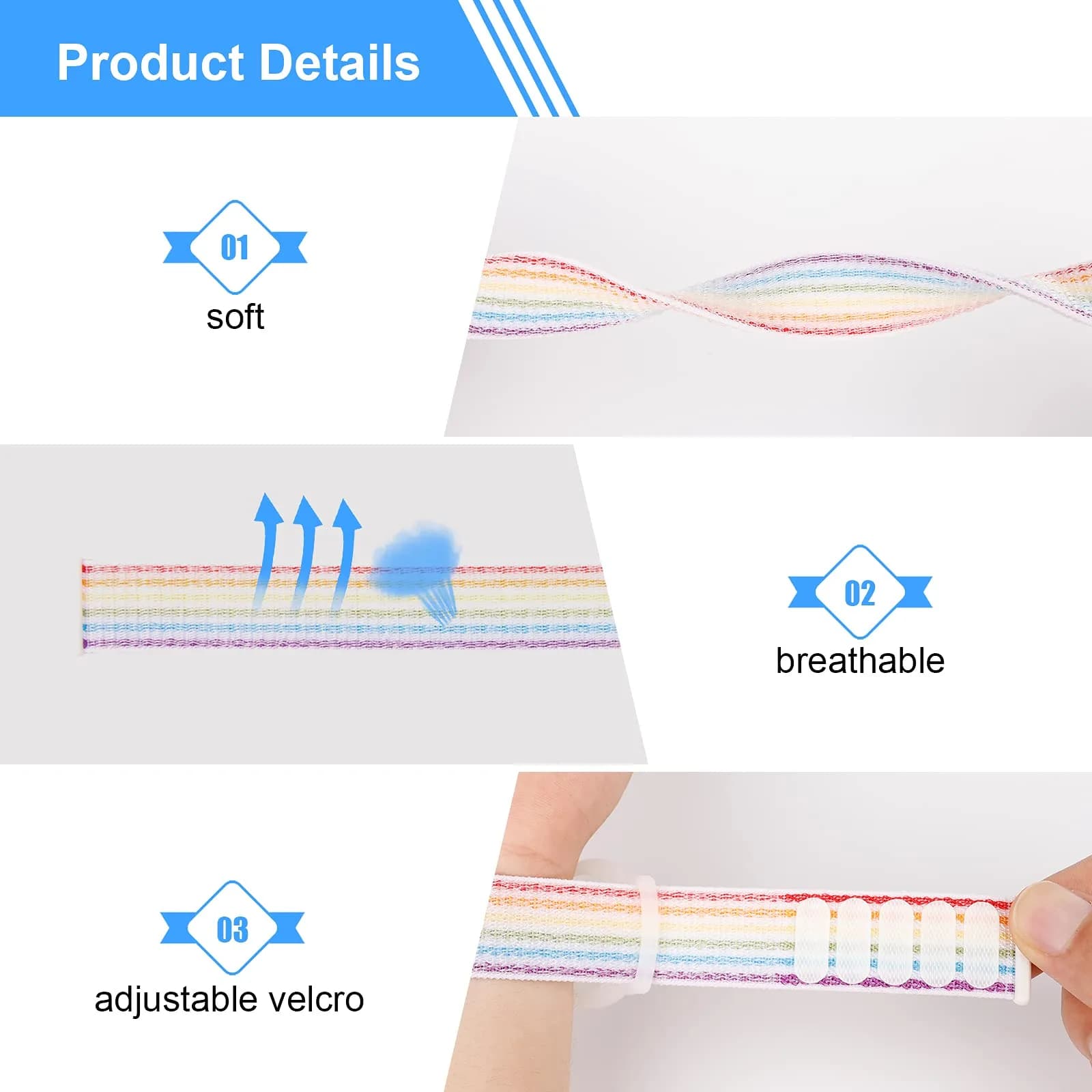 Qonuiy Kids AirTag Wristband with Protective Case - Qicai2 Colour, Adjustable Nylon Band - view 3
