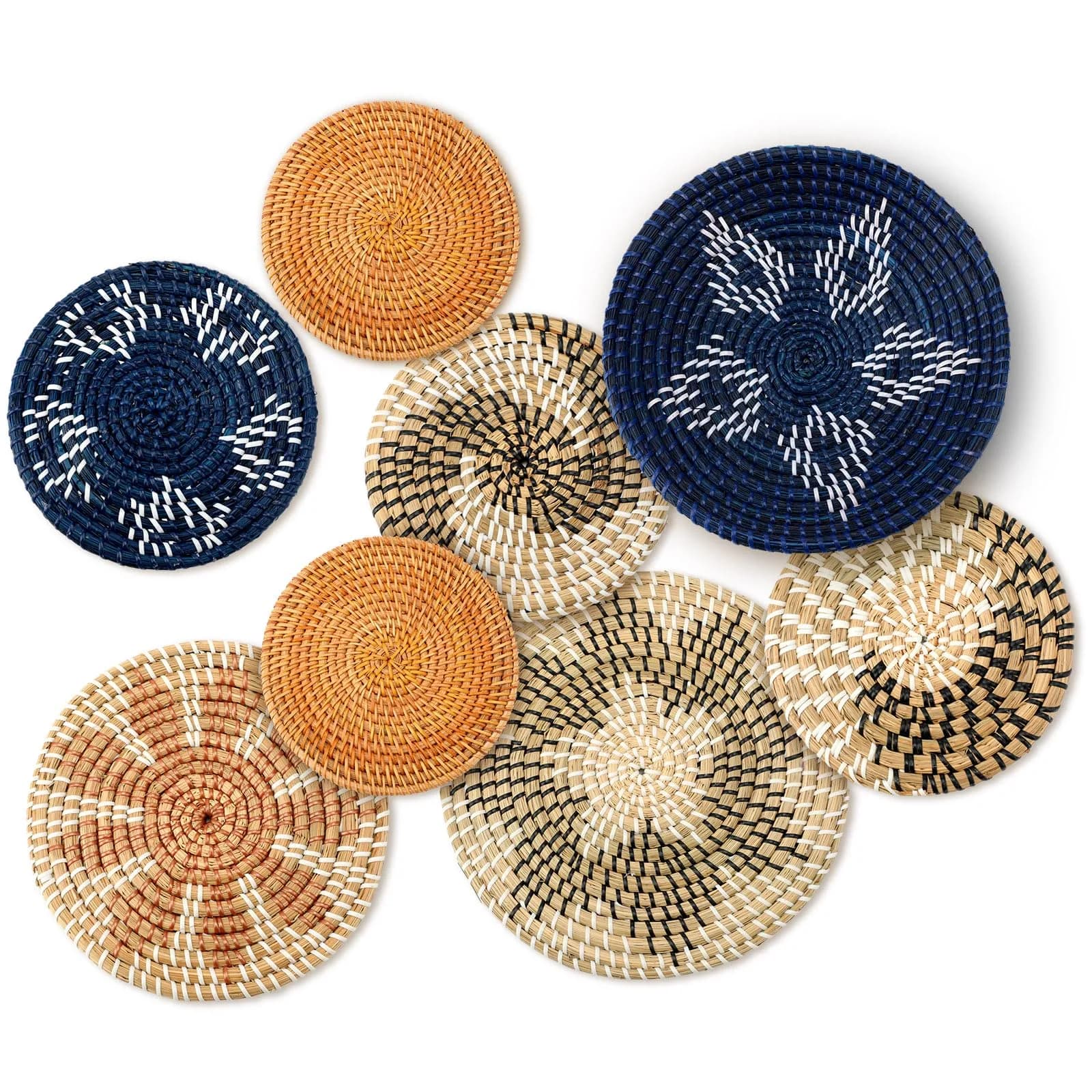 Xuhal 8 Pcs Boho Wall Basket Decor 7.8 X 11.8 Inches | Rustic Farmhouse Summer Decorations