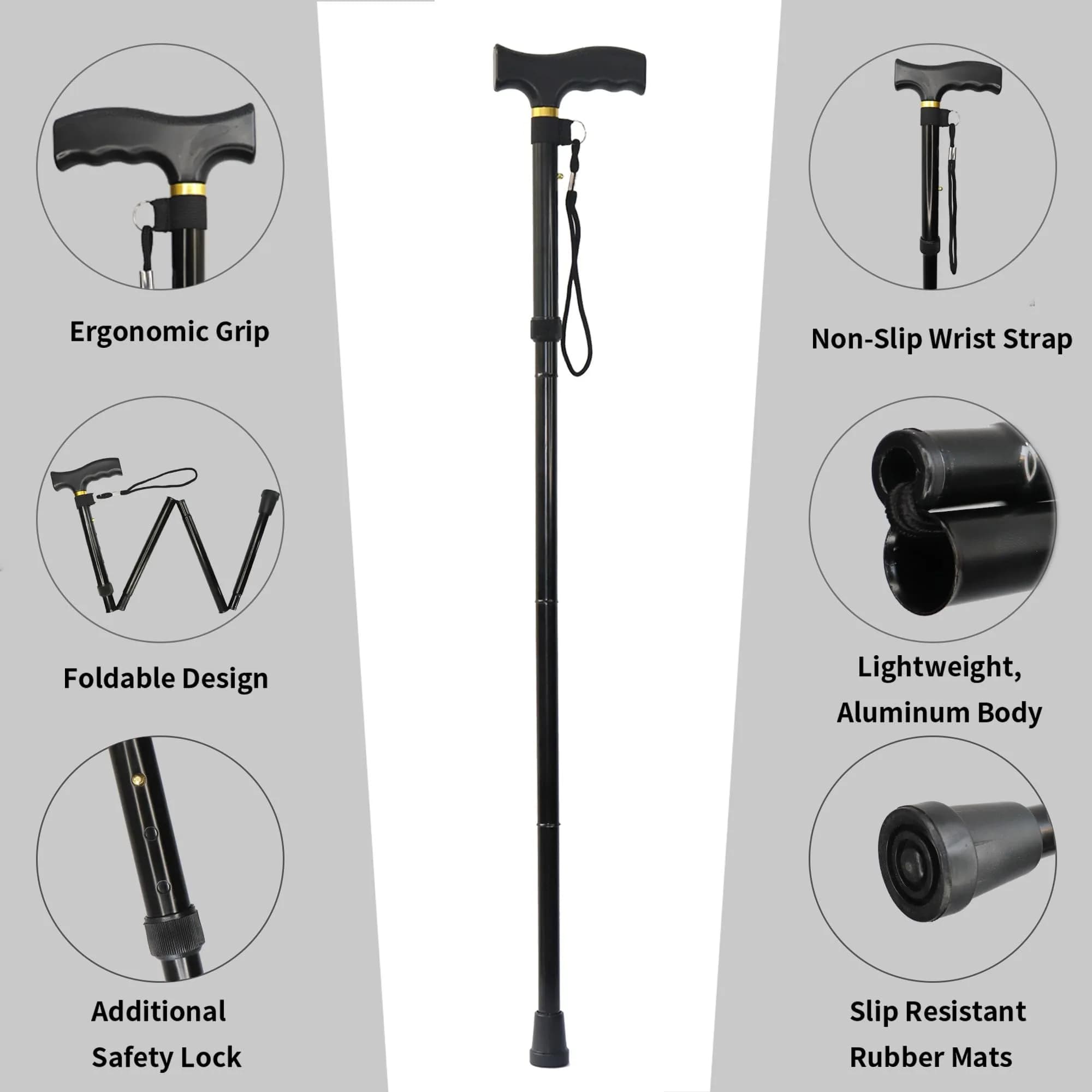 CLOKTA Folding Cane with Floral Pattern, 33-37 inch Adjustable Height | Lightweight Aluminum Mobility Aid - view 5