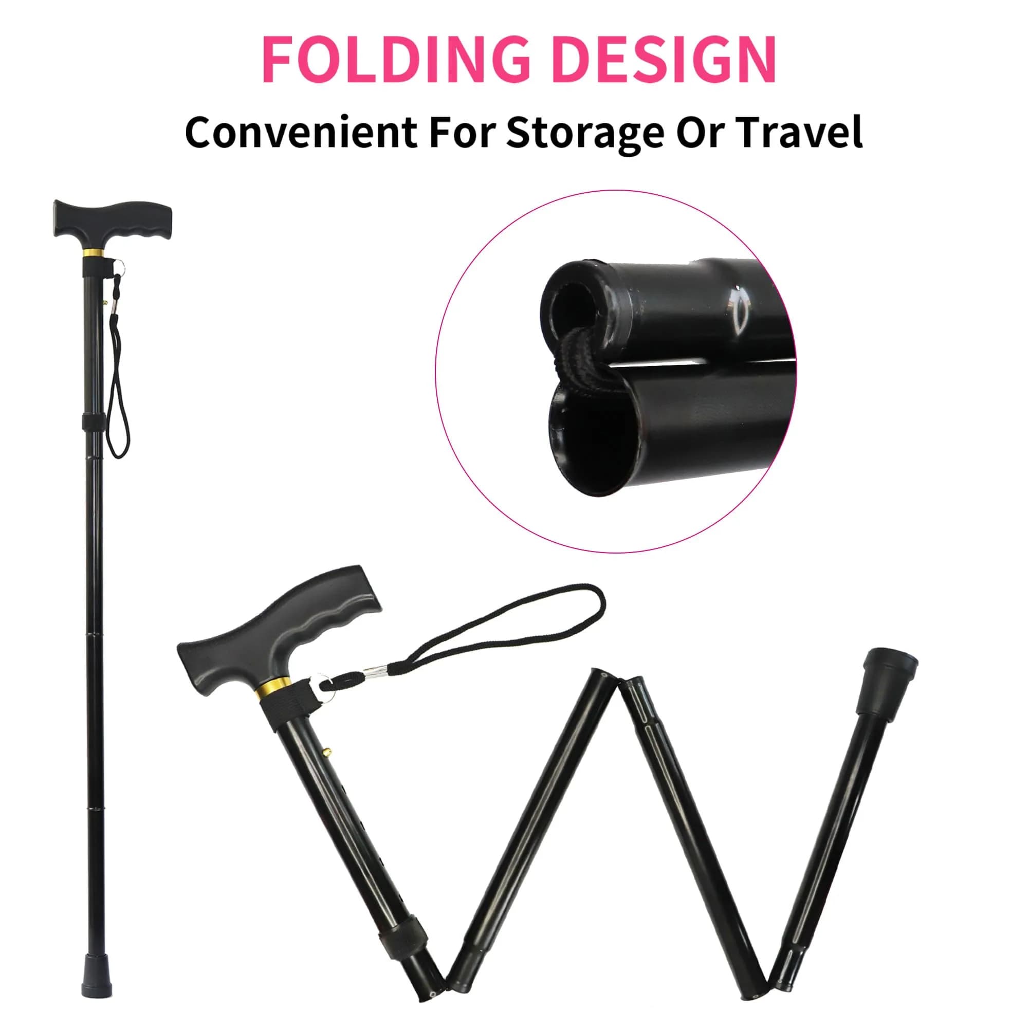 CLOKTA Folding Cane with Floral Pattern, 33-37 inch Adjustable Height | Lightweight Aluminum Mobility Aid - view 3