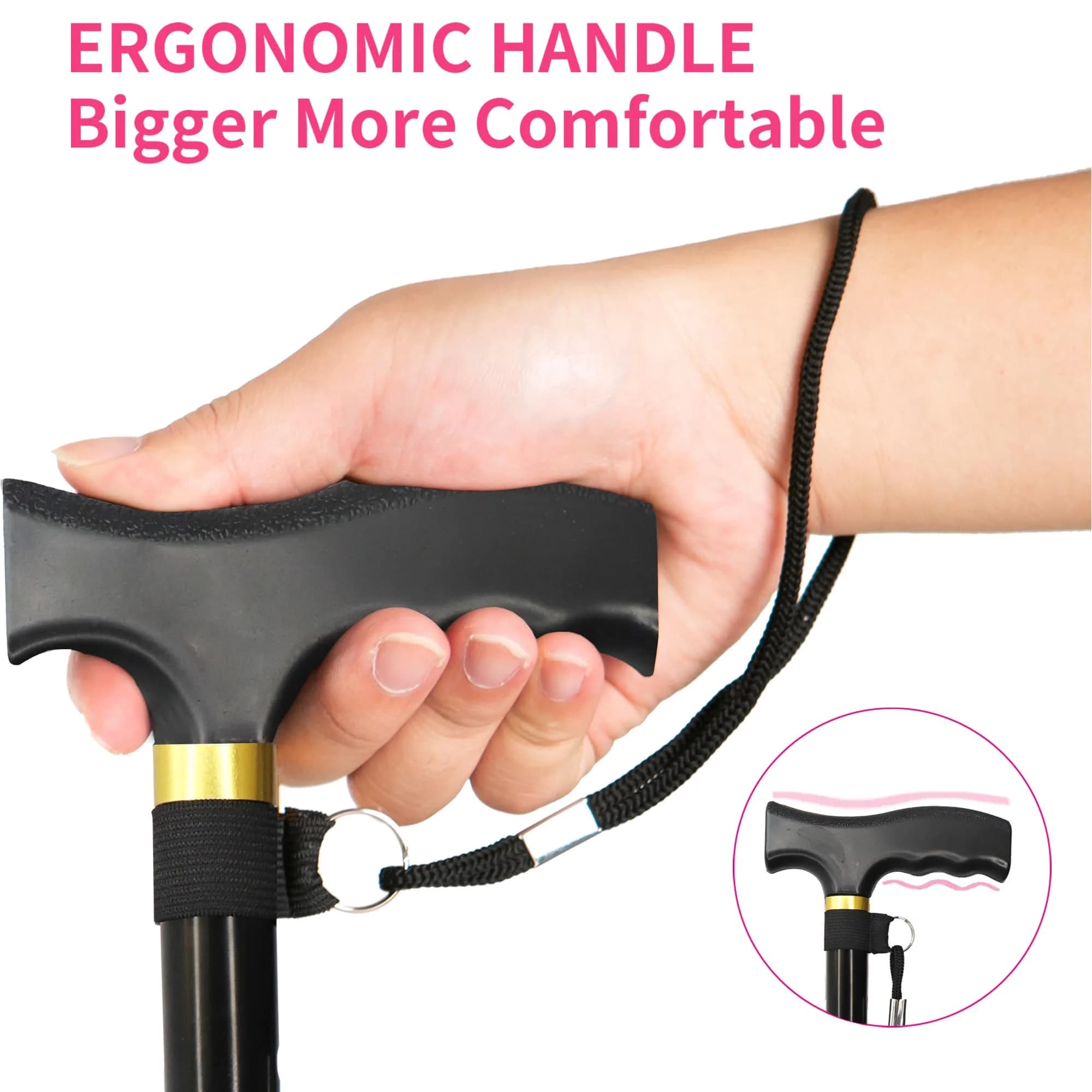 CLOKTA Folding Cane with Floral Pattern, 33-37 inch Adjustable Height | Lightweight Aluminum Mobility Aid - view 4