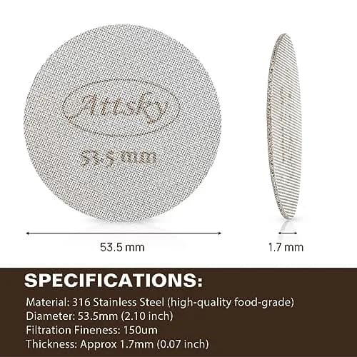 Attsky 53.5mm Espresso Puck Screen for 54mm Portafilter | 316 Stainless Steel, 1.7mm Thickness, 150um Mesh thumbnail 2