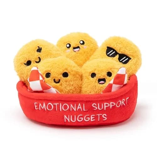 WHAT DO YOU MEME? Emotional Support Fries Plush Toy Set with Basket (5 Fries, 1 Basket) | USA Imported Comfort Gifts — Nuggets