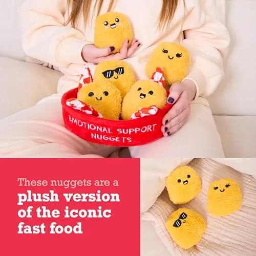 WHAT DO YOU MEME? Emotional Support Chicken Nuggets Plush Toy Set (5 Plushies + Basket) | ASTM-Tested, Non-Toxic, BPA-Free thumbnail 2