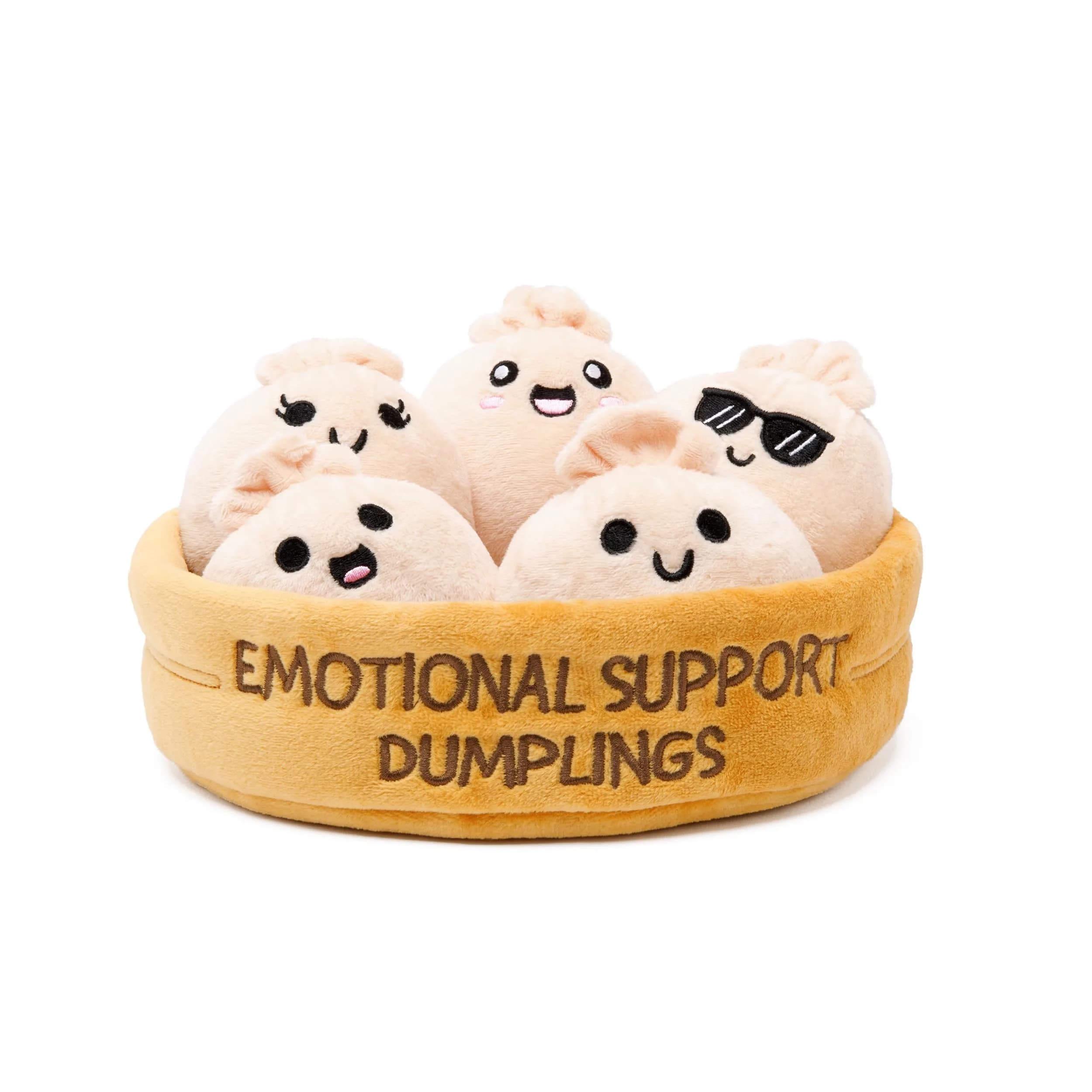 WHAT DO YOU MEME? Emotional Support Dumplings Plush Set with Basket, 5 Squishy Plushies | ASTM-Tested Toy Figures for Kids - main product image