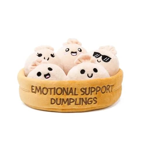 WHAT DO YOU MEME? Emotional Support Dumplings Plush Set with Basket | 5 Plushies + 1 Basket thumbnail 1