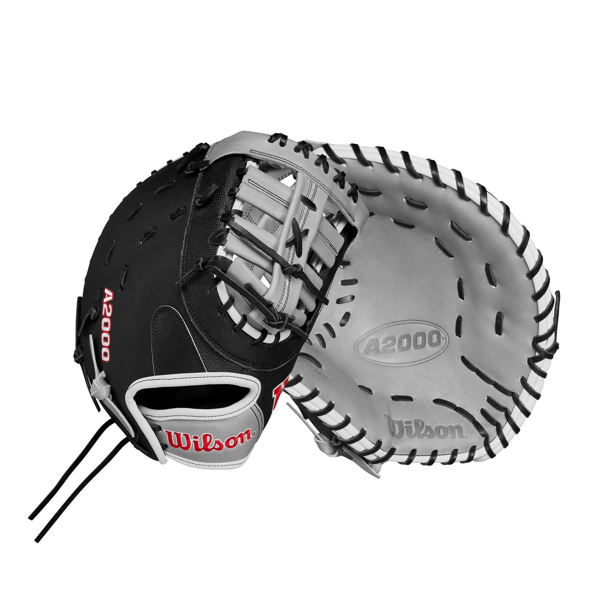 Wilson 2024 A2000 1620 12.5” Fastpitch First Base Mitt | Left Hand Throw, Black/Grey/Red - main product image