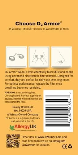 O2 Armor Nose Filters for Welding, Dust & Allergies X-Small (50 Pack) | Discreet Nasal Filters for Cleaner Breathing thumbnail 6