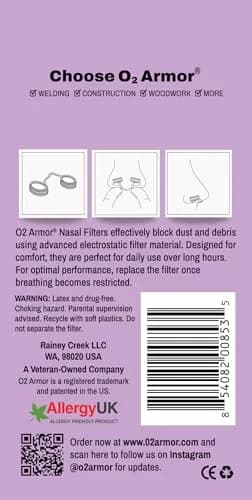 O2 Armor Nose Filters for Welding, Dust & Allergies (50 Pack, Size Small) | Discreet Industrial Nasal Filters thumbnail 6