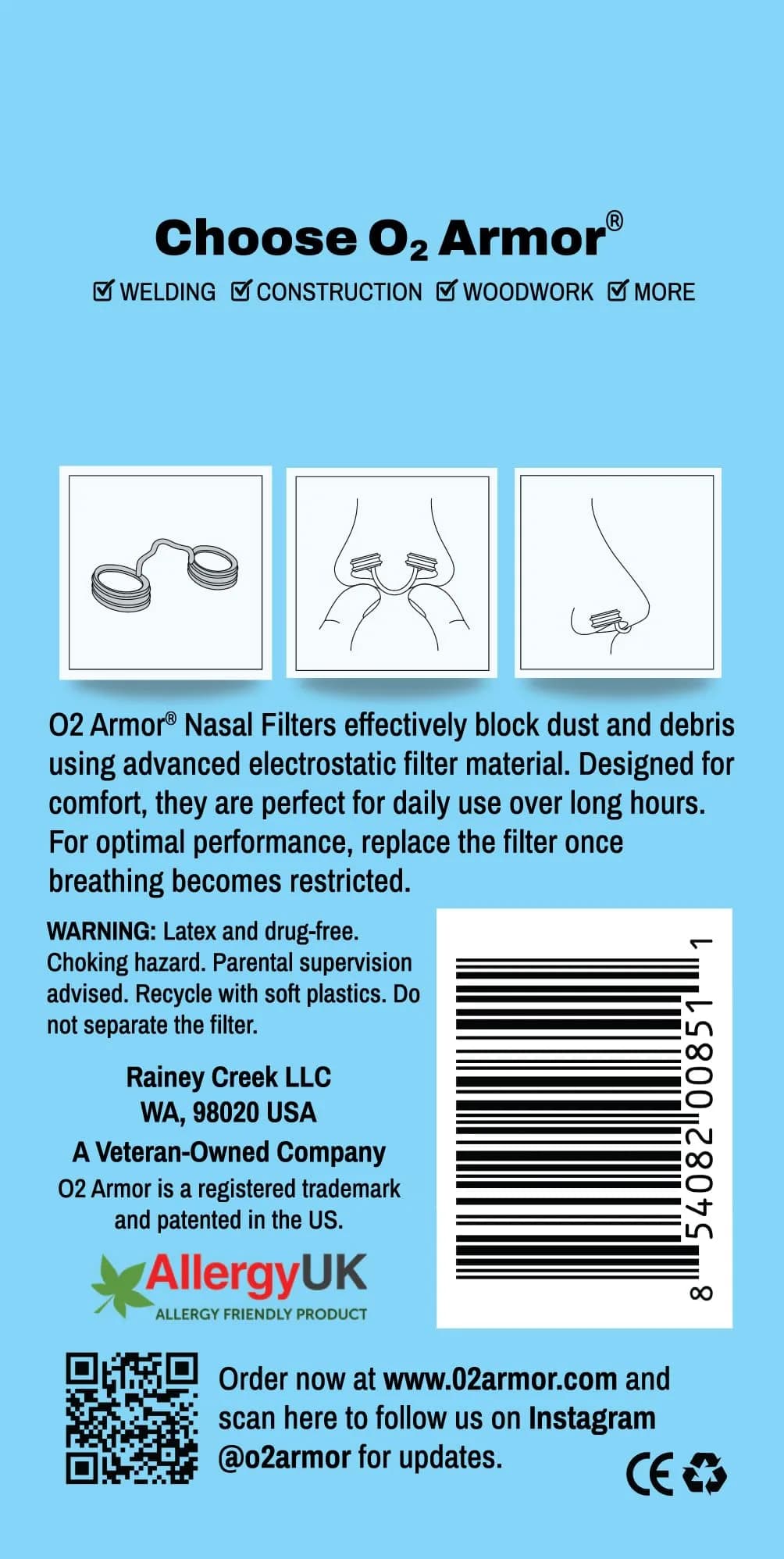 O2 Armor Nose Filters for Welding, Dust & Allergies - Large Size, 50 Pack | Discreet Nasal Air Filters for Cleaner Breathing - view 6
