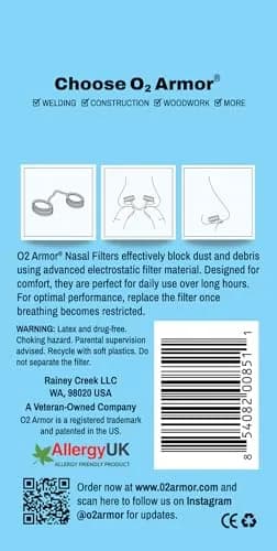 O2 Armor Nose Filters for Welding, Dust & Allergies - Large Size, 50 Pack | Discreet Nasal Air Filters for Cleaner Breathing thumbnail 6
