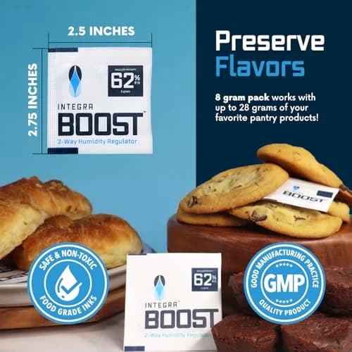 Integra Boost 62% RH Humidity Control Packs 8g (0.28 oz) — Pack of 50 | Preserves Flavor & Aroma thumbnail 4