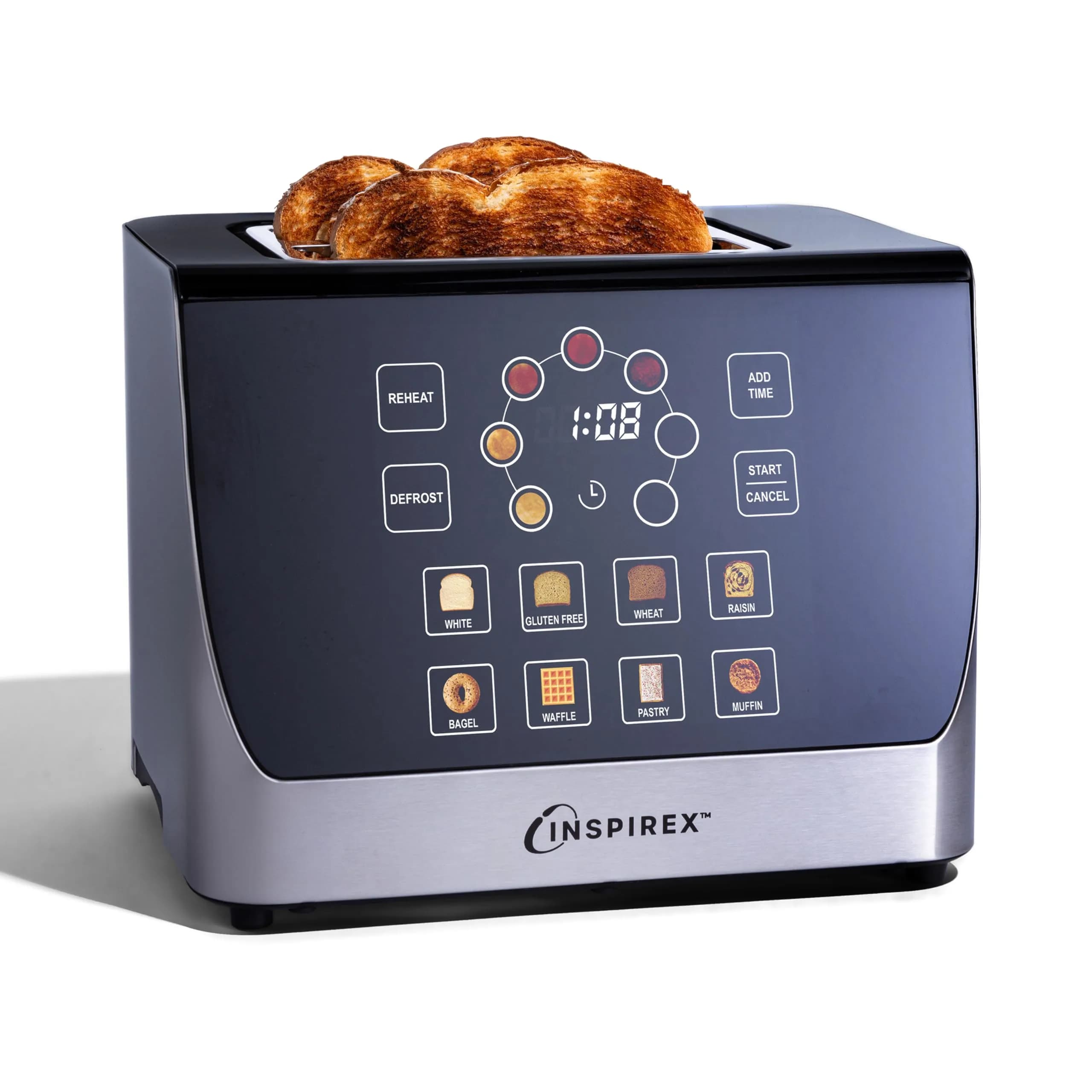 Nostalgia Inspirex Touch Screen Toaster 2 Slice | Modern Stainless Steel Kitchen Appliance