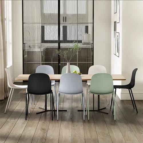 2xhome Modern Stackable Armless Dining Chair | Plastic Shell Seat with Metal Legs | Indoor or Outdoor Use thumbnail 7