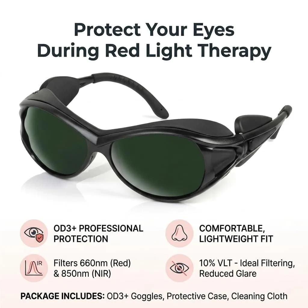 Dubofu Professional Black Red Light Therapy Glasses for Eye Protection - view 5