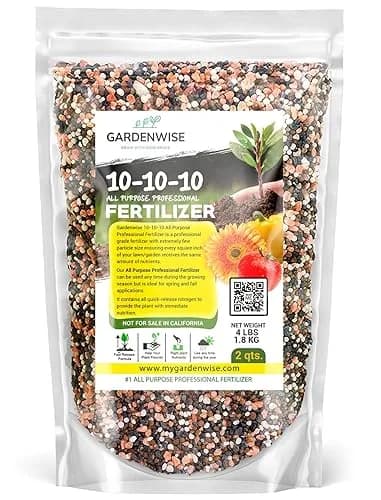 GARDENWISE 10-10-10 Plant Fertilizer 2 QUARTS | All-Purpose Granular Garden Fertilizer for Vegetables, Tomatoes, Roses, Trees thumbnail 1