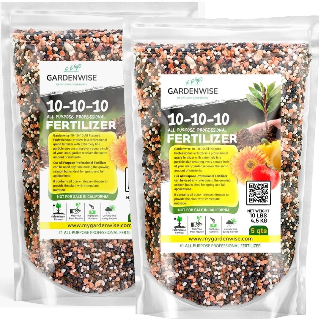 GARDENWISE 10-10-10 All-Purpose Fertilizer 10 Quarts | Supports Rapid & Long-Lasting Garden Growth