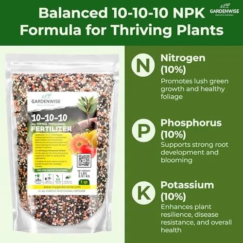 GARDENWISE 10-10-10 All-Purpose Fertilizer 10 Quarts | Supports Rapid & Long-Lasting Garden Growth thumbnail 2