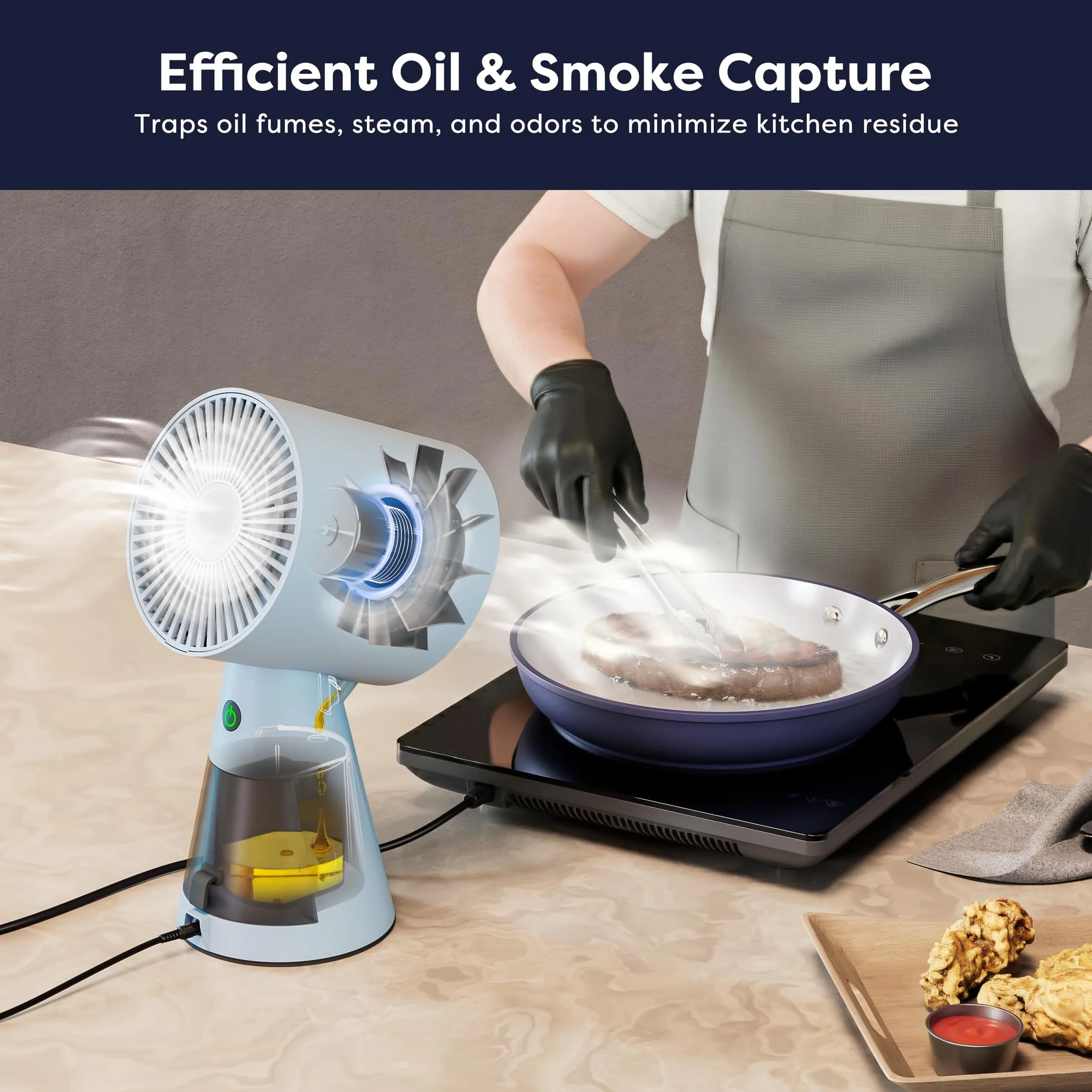 CIARRA Portable Range Hood | 2-Speed Exhaust Fan for Indoor BBQ, Hot Pot - view 3