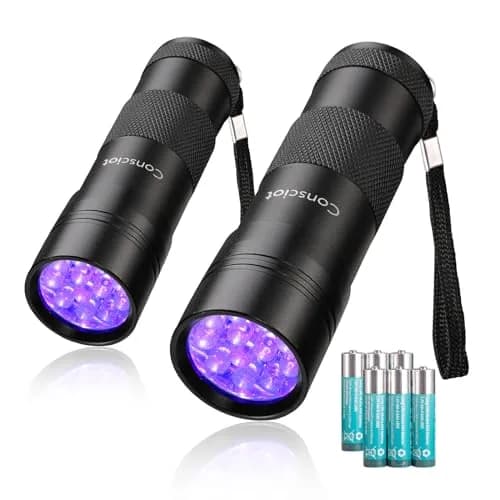 Consciot 2 Pack UV Blacklight Flashlight 12 LED 395nm | Pet Urine Detector for Dry Stains thumbnail 1