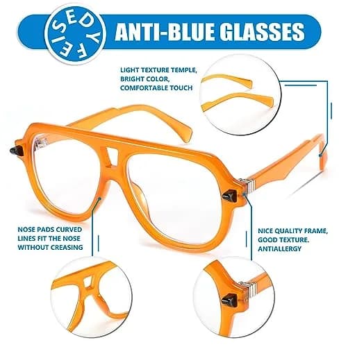 FEISEDY Aviator Frame Glasses for Women Men Blue Light Blocking Glasses Anti Glare Computer Eyeglasses thumbnail 4