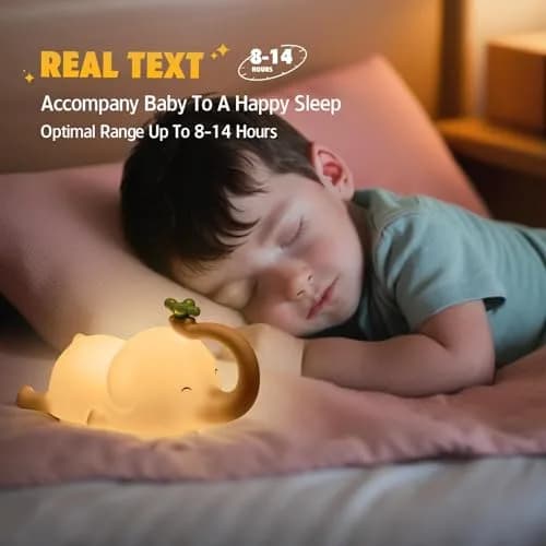 MAGOHMT Silicone Elephant Night Light for Kids | 3-Level Dimmable & Rechargeable Night Lamp thumbnail 2