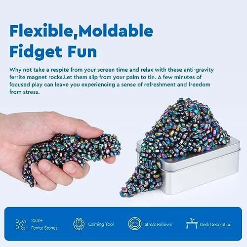 DYRDM Ferrite Putty 1000+ Colorful Stones, Desk Accessory for Adults | Non-Toxic, BPA-Free, ASTM-Tested thumbnail 3