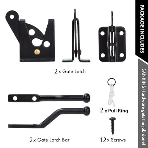SANKINS Self Locking Gate Latch for Wooden Fence with Pull String, 2pcs | Heavy Duty Lockable Fence Hardware thumbnail 4