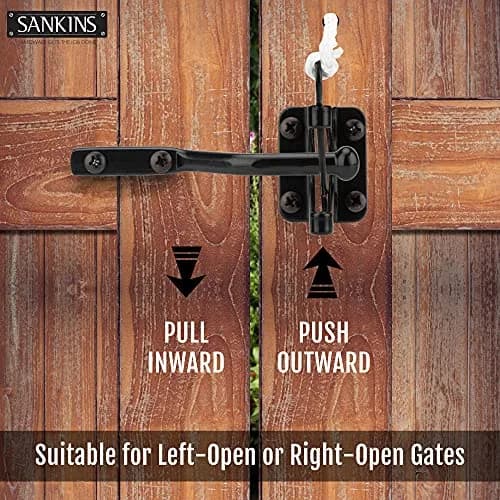 SANKINS Self Locking Gate Latch for Wooden Fence with Pull String, 2pcs | Heavy Duty Lockable Fence Hardware thumbnail 7