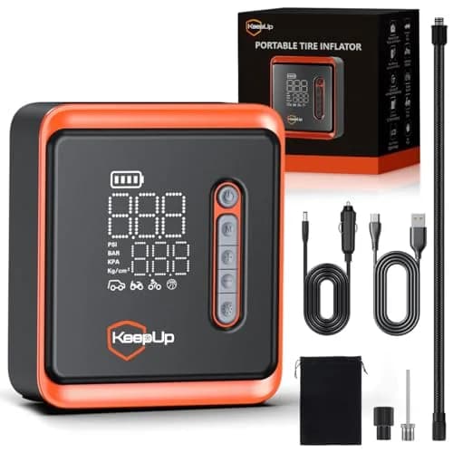 KEEPUP Portable Air Compressor 150 PSI | Cordless Tire Pump with 10000mAh Battery & Emergency Light thumbnail 1