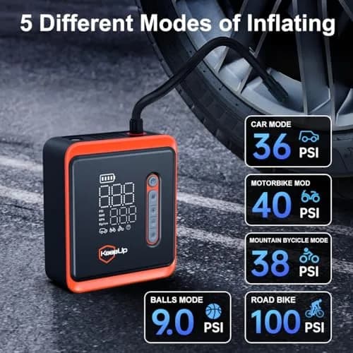 KEEPUP Portable Air Compressor 150 PSI | Cordless Tire Pump with 10000mAh Battery & Emergency Light thumbnail 4