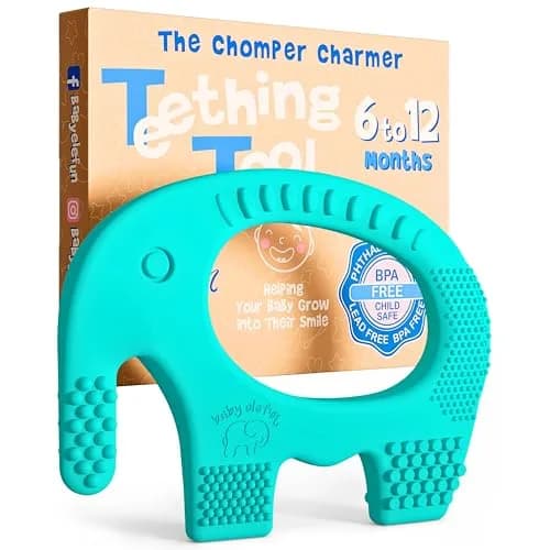 baby elefun Silicone Baby Teether Toy for 6-12 Months | 5X Pain Relief & Developmental Aid thumbnail 1