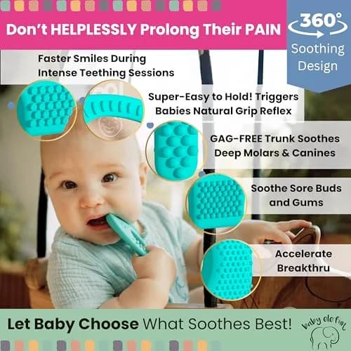 baby elefun Silicone Baby Teether Toy for 6-12 Months | 5X Pain Relief & Developmental Aid thumbnail 3