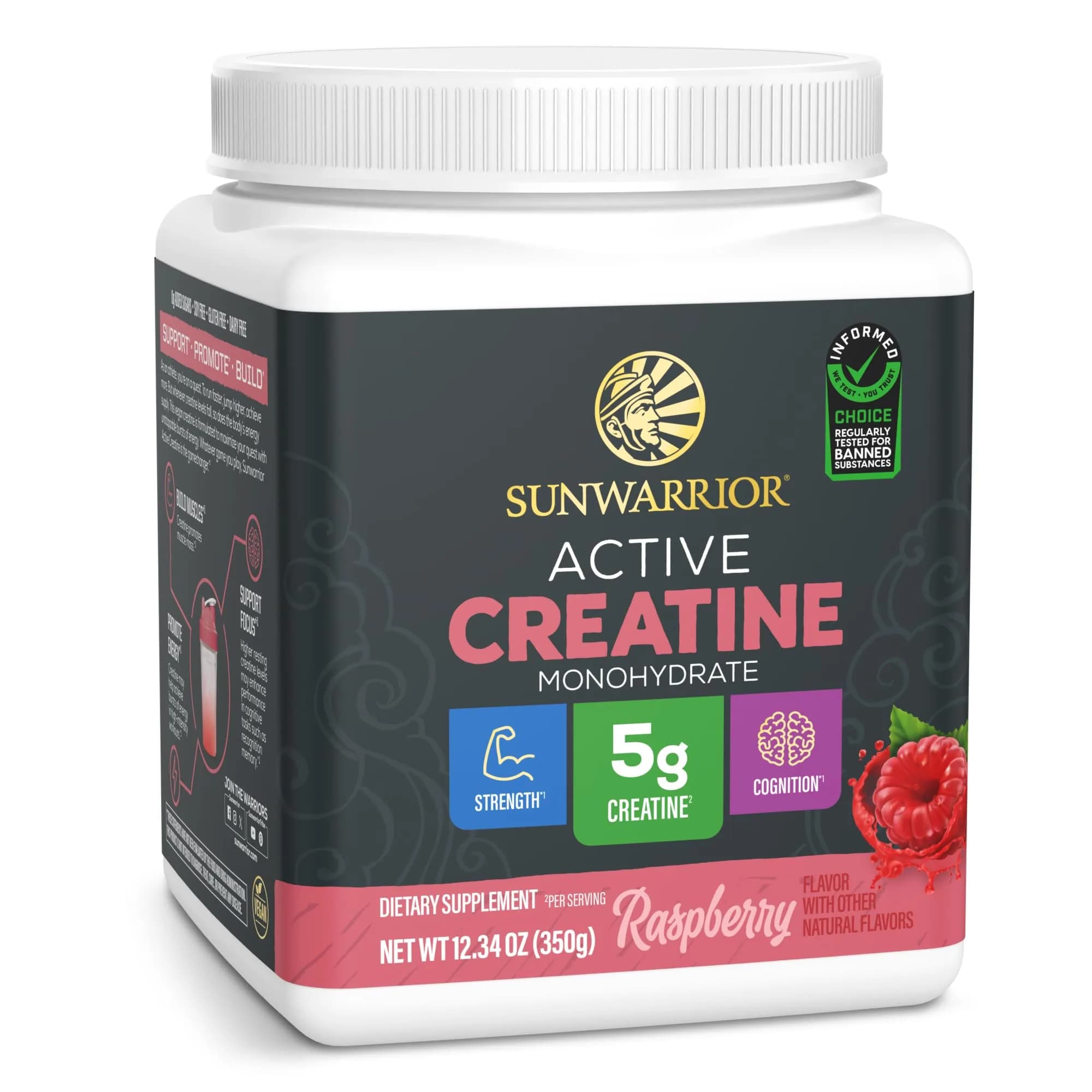 Sunwarrior Creatine Monohydrate Powder Micronized | 60 Servings, Unflavored | Supports Muscle & Brain — 50 Servings