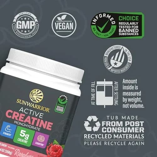 Sunwarrior Creatine Monohydrate Powder 50 Servings | Vegan & Keto Friendly | Support Muscle & Brain Function thumbnail 3