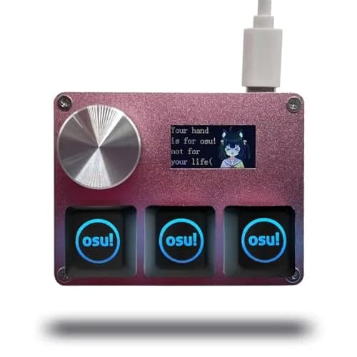 BTXETUEL SayoDevice O3C OSU Keyboard with Knob and Screen, Hall Magnetic Switches, Pink | 8000Hz Polling Rate thumbnail 1
