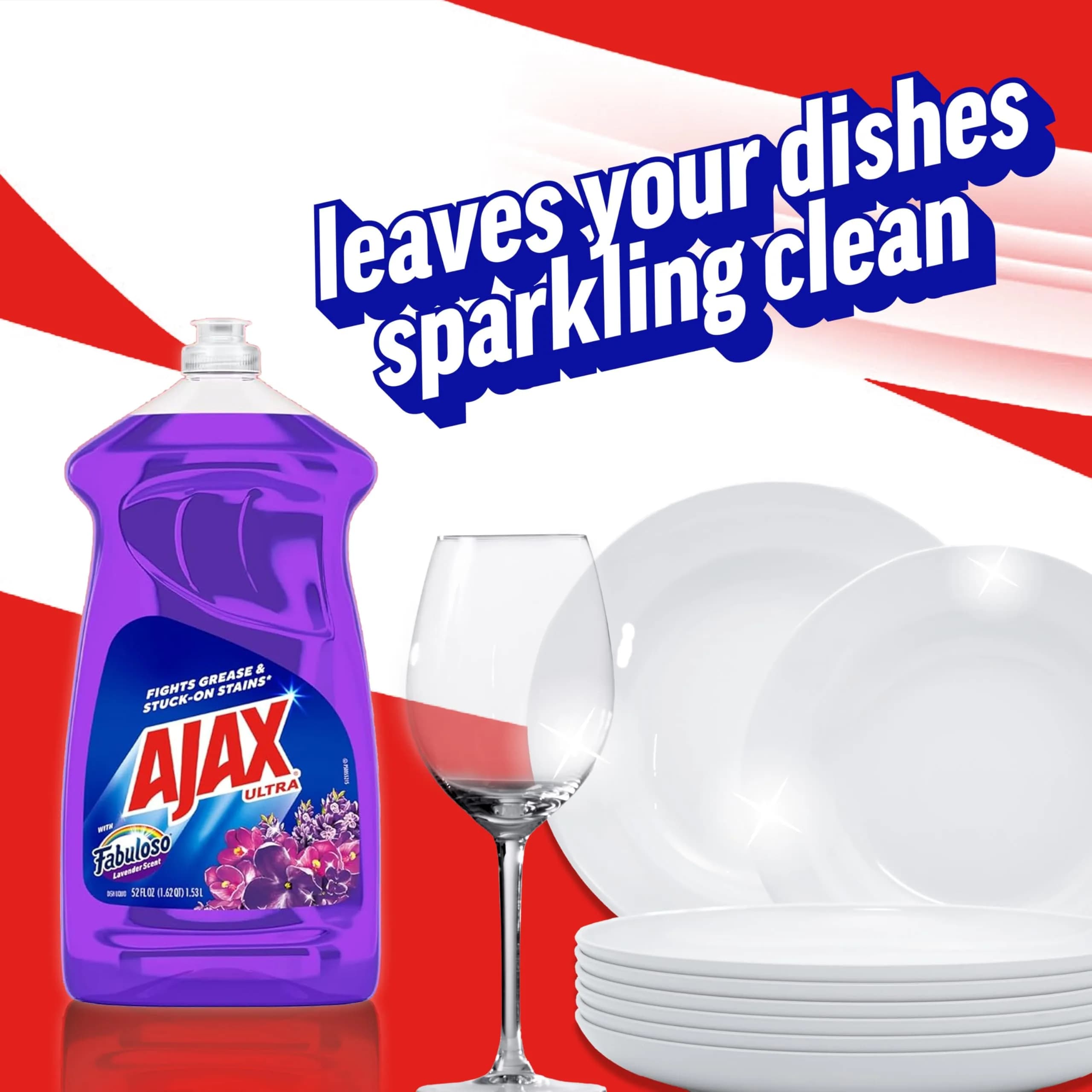 Ajax Ultra Liquid Dish Soap With Fabuloso Lavender Scent, 52 Oz | Grease Fighting Formula - view 6