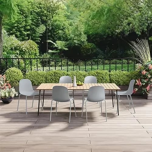 2xhome Set of 2 Modern Stackable Armless Dining Chairs | Plastic Shell Seat with Metal Legs, Gray thumbnail 8